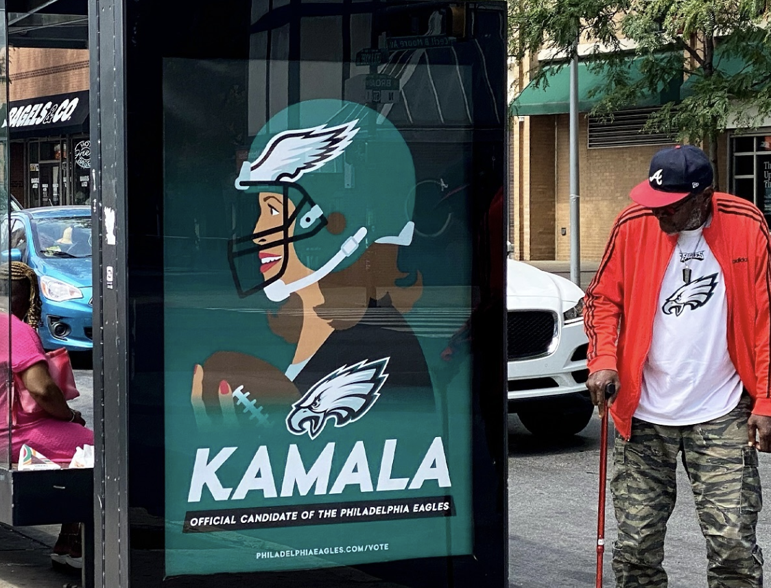 No, Kamala Harris isn’t the official candidate of the Philadelphia Eagles – and the city’s ads didn’t get hacked